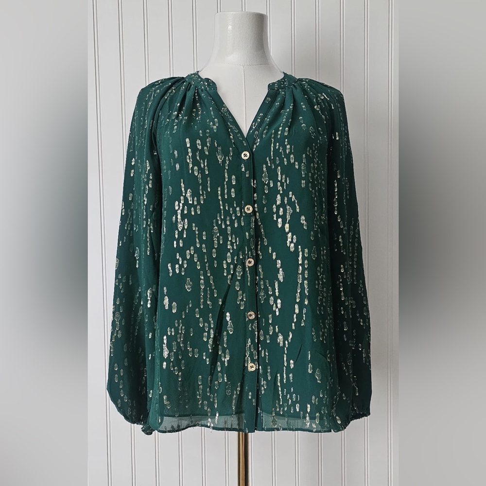 Lilly‎ Pulitzer Silk Long Sleeve Button Up Blouse Size XS - Picture 8 of 12